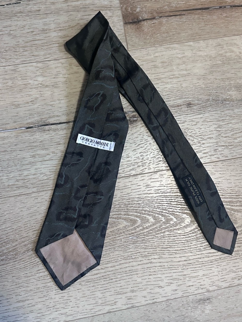 Giorgio Armani Dark Charcoal Jacquard Pattern Silk Tie